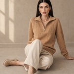 Anouk Quarter-Zip Sweater — Beige, banana_republic product shot