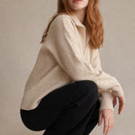 Anouk Quarter-Zip Sweater — Khaki, banana_republic product shot