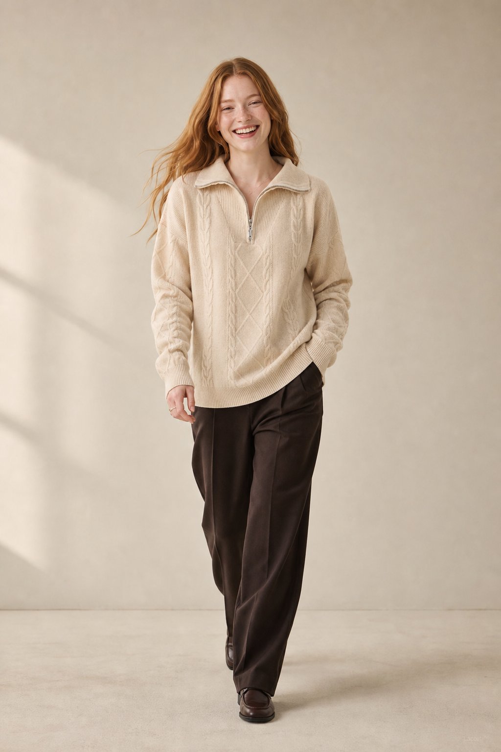 Anouk Quarter-Zip Sweater — Khaki, banana_republic product shot