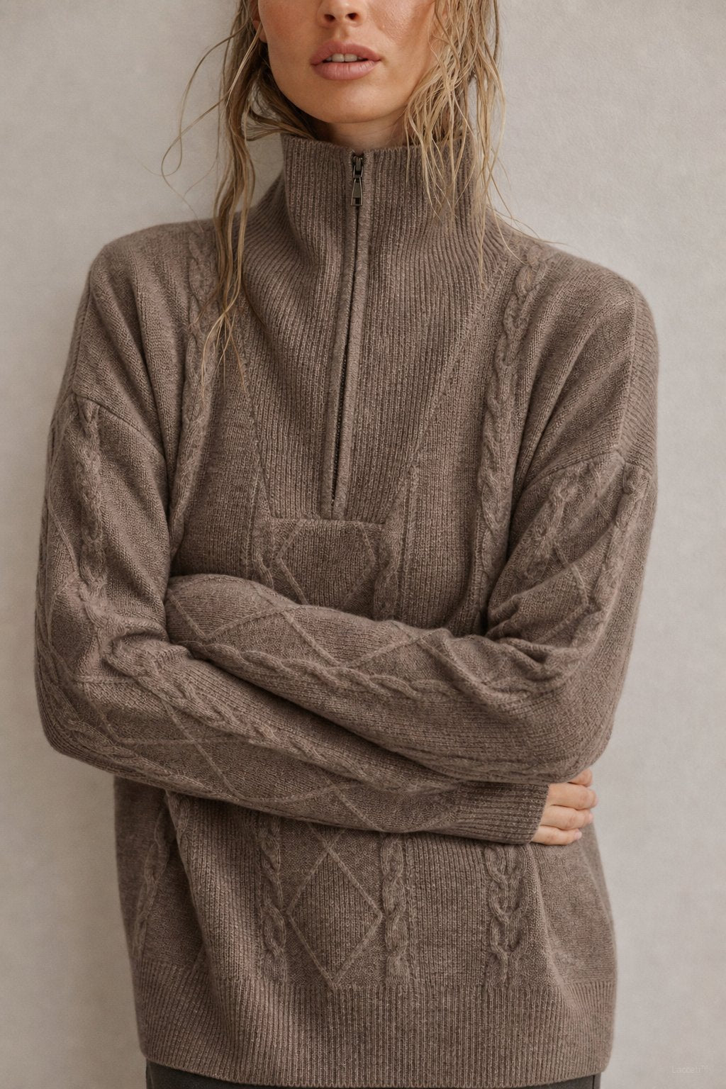 Anouk Quarter-Zip Sweater — Brown, banana_republic product shot