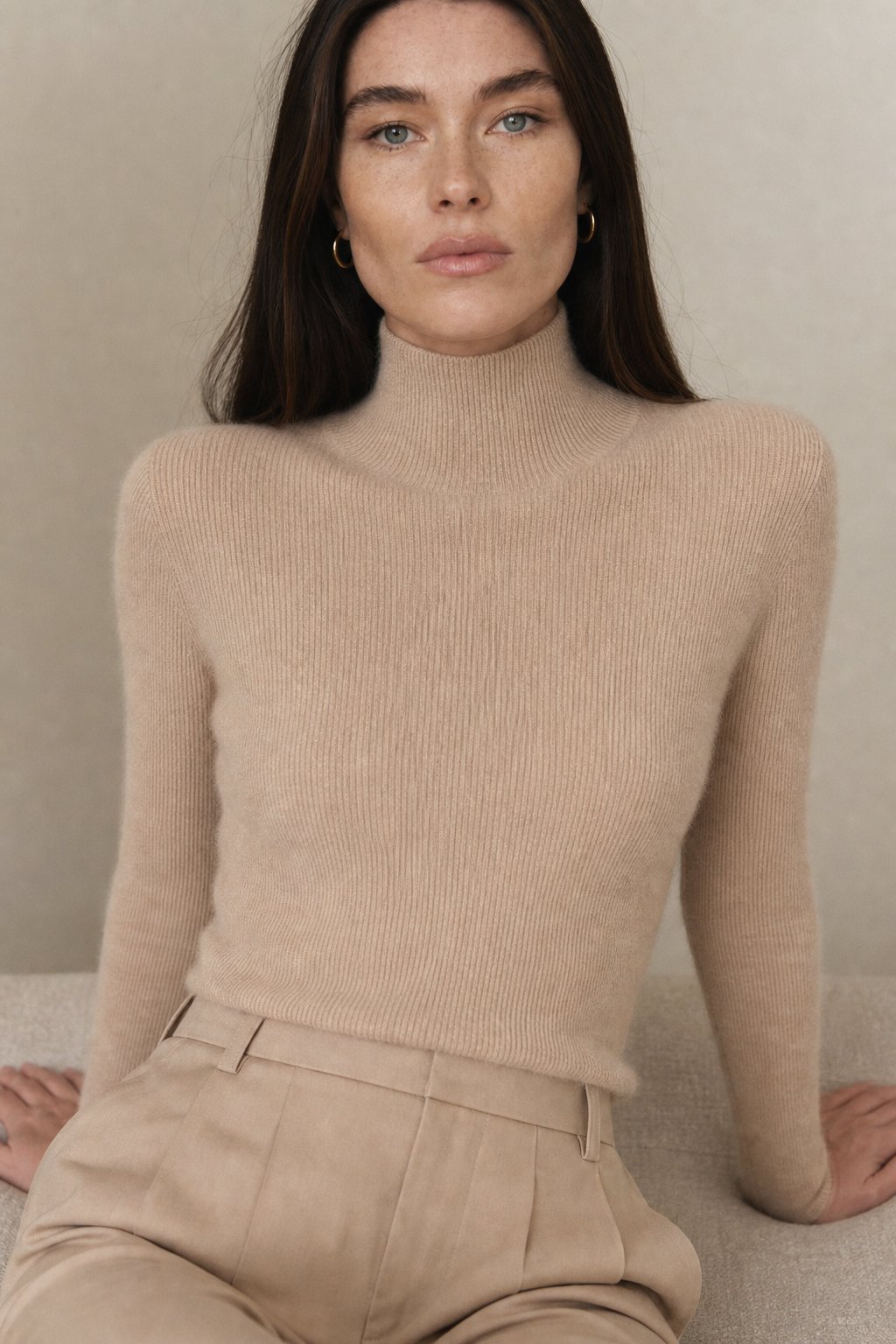 Ashley Mock Neck Sweater — Beige, banana_republic product shot