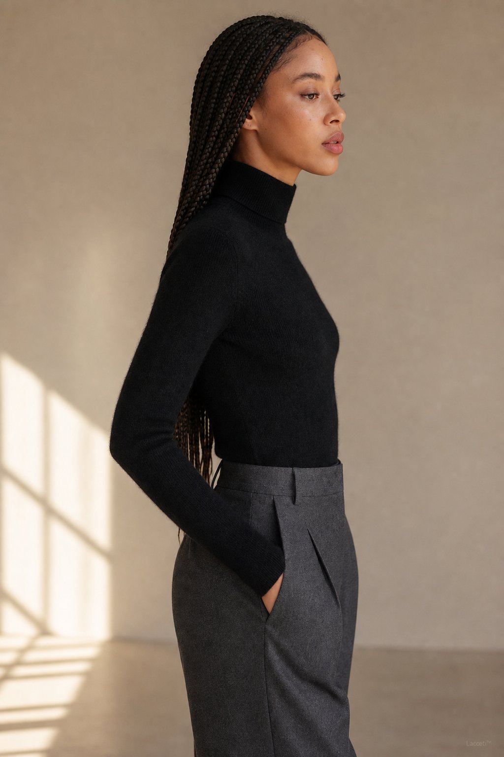 Ashley Mock Neck Sweater — Black, banana_republic product shot