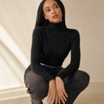 Ashley Mock Neck Sweater — Black, banana_republic product shot