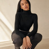 Ashley Mock Neck Sweater — Black, banana_republic product shot