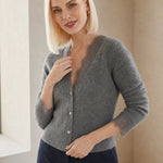 Aurora Lace Cardigan — Gray, studio product shot