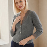 Aurora Lace Cardigan — Gray, studio product shot