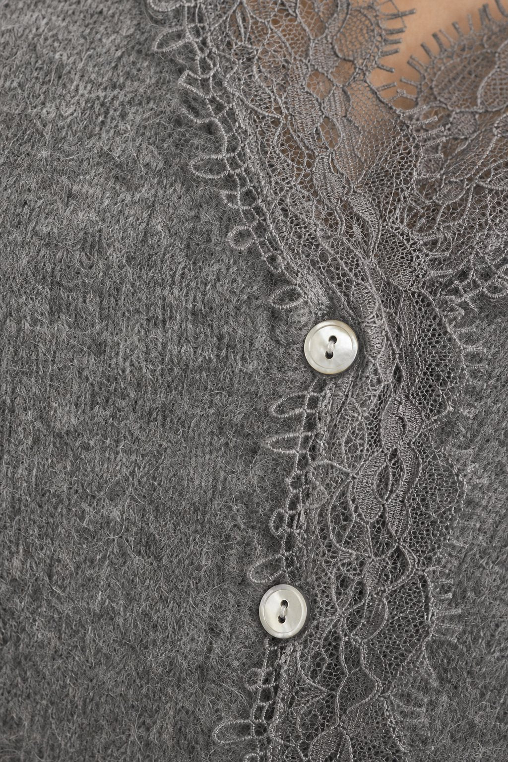 Aurora Lace Cardigan — Gray, studio product shot