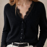 Aurora Lace Cardigan — Black, studio product shot