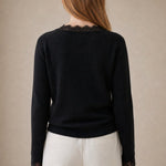 Aurora Lace Cardigan — Black, studio product shot