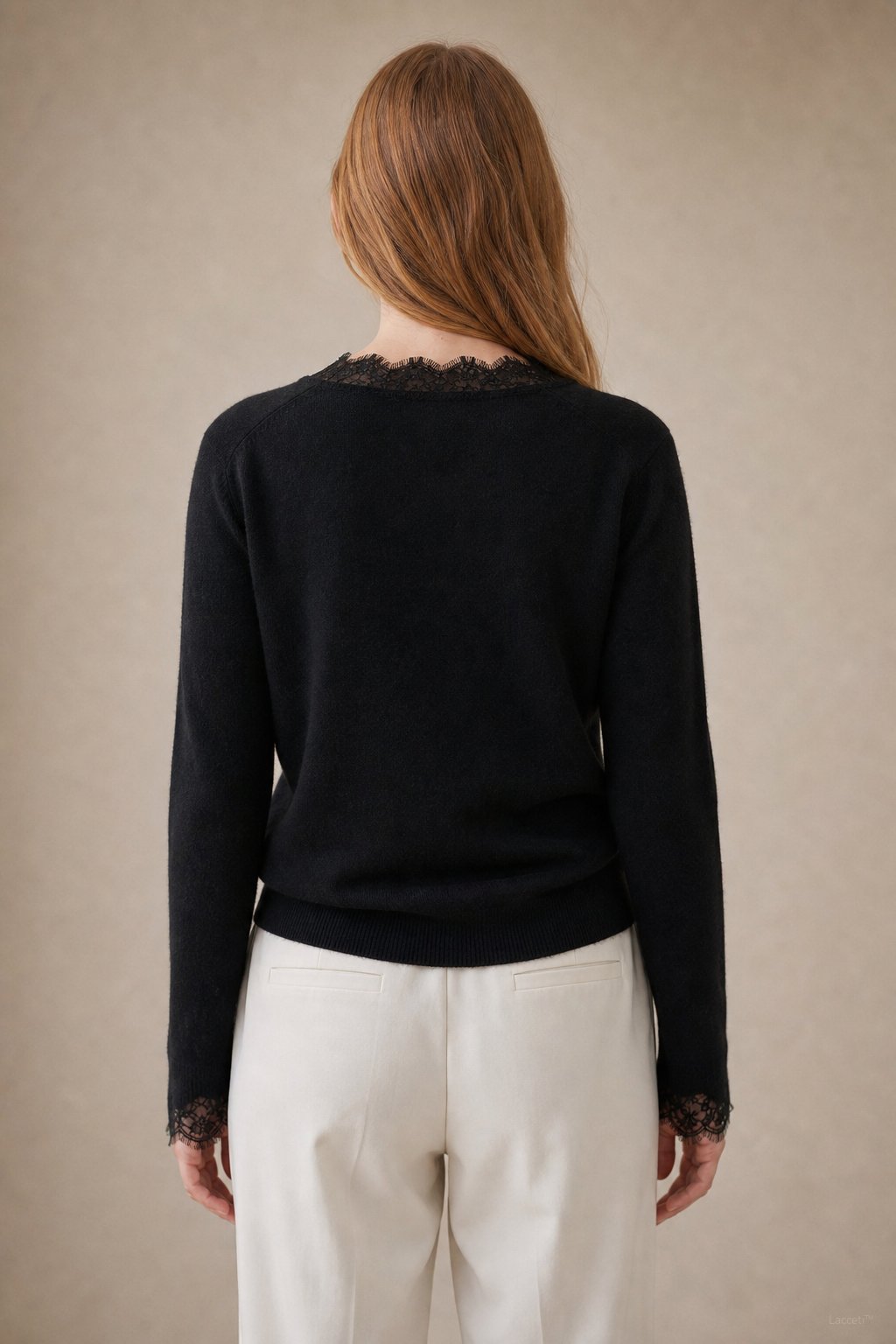 Aurora Lace Cardigan — Black, studio product shot