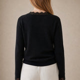 Aurora Lace Cardigan — Black, studio product shot