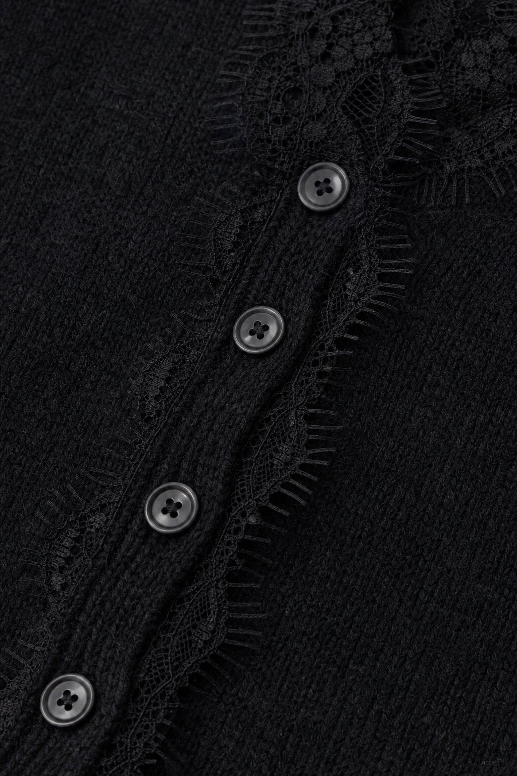 Aurora Lace Cardigan — Black, studio product shot