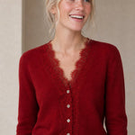 Aurora Lace Cardigan — Red, studio product shot