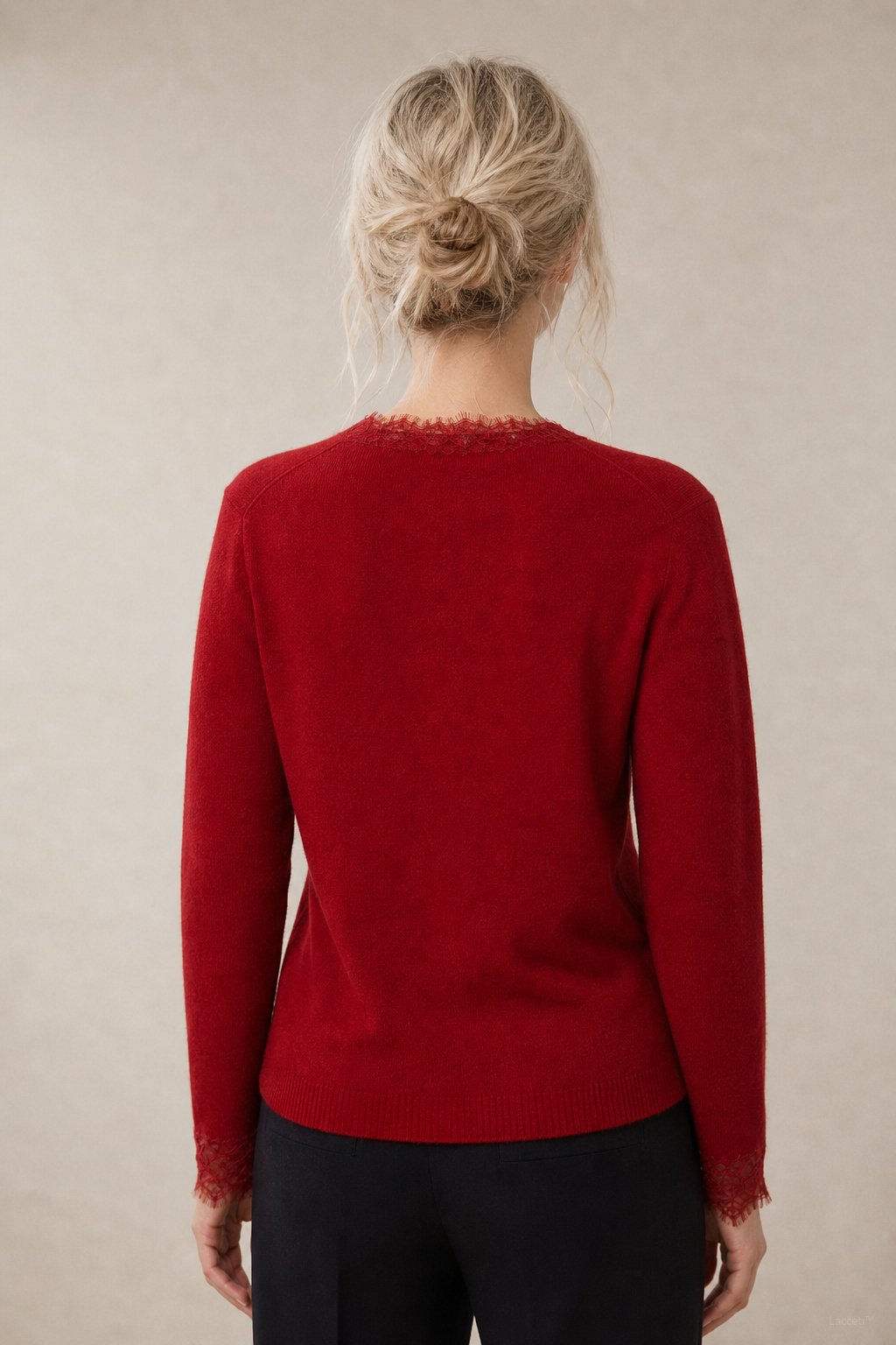 Aurora Lace Cardigan — Red, studio product shot