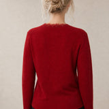 Aurora Lace Cardigan — Red, studio product shot