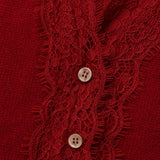 Aurora Lace Cardigan — Red, studio product shot