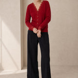 Aurora Lace Cardigan — Red, studio product shot