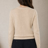 Aurora Lace Cardigan — Khaki, studio product shot