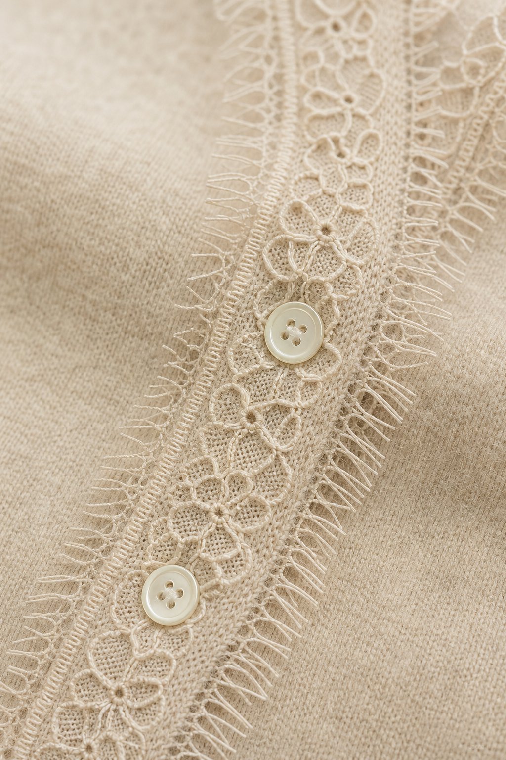 Aurora Lace Cardigan — Khaki, studio product shot