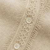 Aurora Lace Cardigan — Khaki, studio product shot