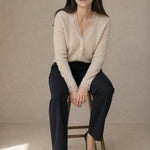 Aurora Lace Cardigan — Khaki, studio product shot