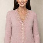 Aurora Lace Cardigan — Pink, studio product shot