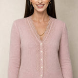 Aurora Lace Cardigan — Pink, studio product shot