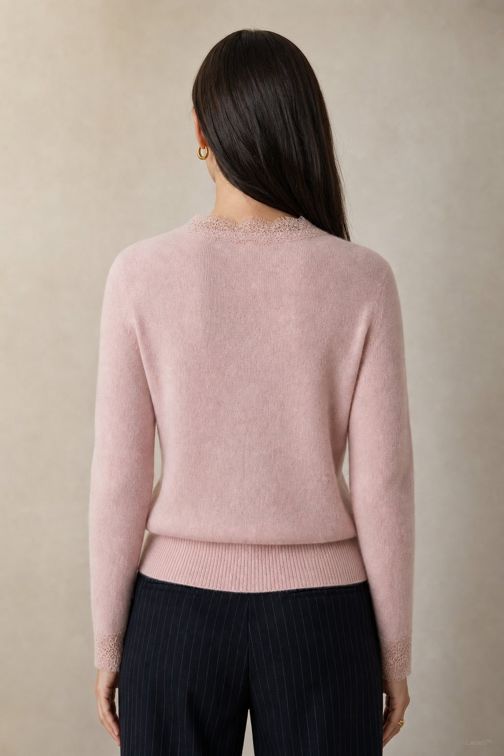 Aurora Lace Cardigan — Pink, studio product shot