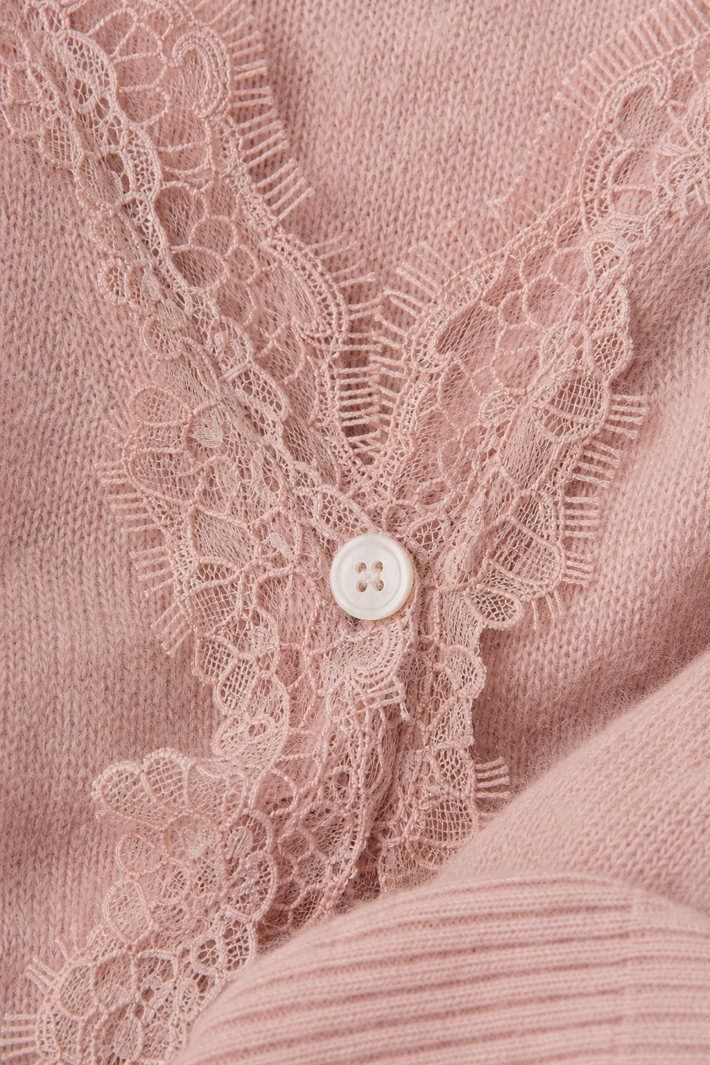 Aurora Lace Cardigan — Pink, studio product shot