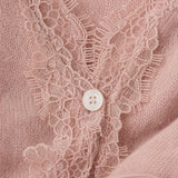 Aurora Lace Cardigan — Pink, studio product shot