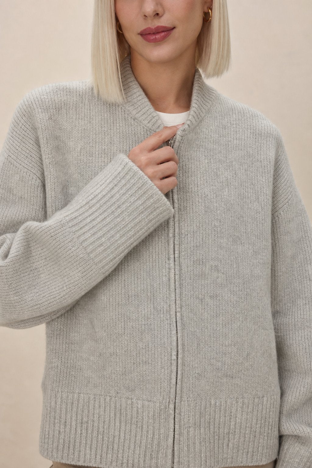 Céleste O-Neck Cardigan — Gray, banana_republic product shot