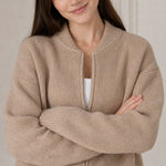 Céleste O-Neck Cardigan — Beige, banana_republic product shot