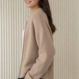 Céleste O-Neck Cardigan — Beige, banana_republic product shot
