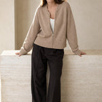 Céleste O-Neck Cardigan — Beige, banana_republic product shot