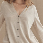 Céline V-Neck Cashmere & Silk Cardigan — Beige, banana_republic product shot