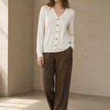 Céline V-Neck Cashmere & Silk Cardigan — White, banana_republic product shot