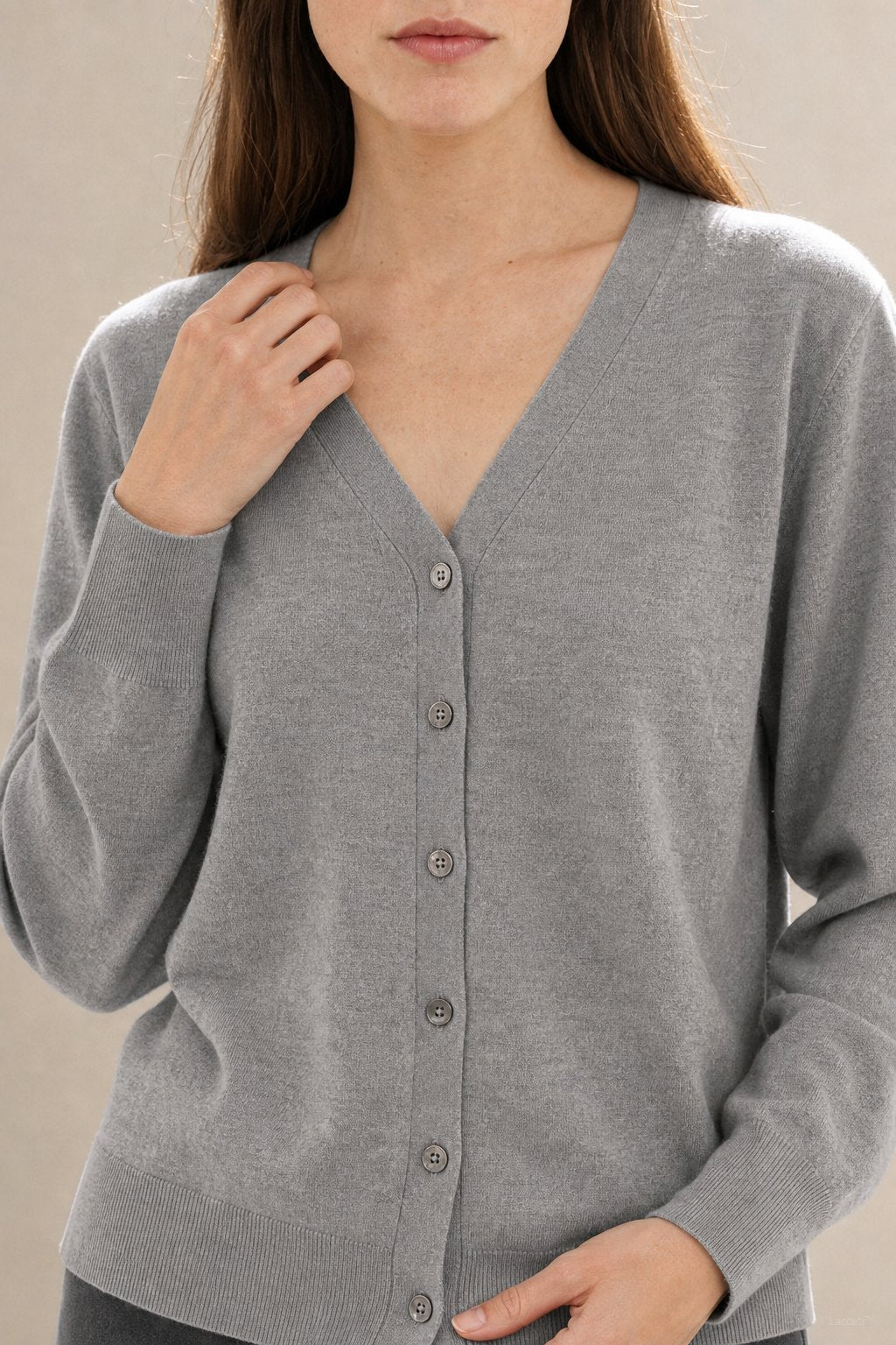 Céline V-Neck Cashmere & Silk Cardigan — Gray, banana_republic product shot