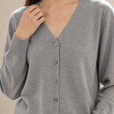Céline V-Neck Cashmere & Silk Cardigan — Gray, banana_republic product shot