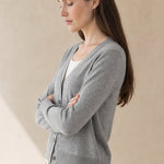 Céline V-Neck Cashmere & Silk Cardigan — Gray, banana_republic product shot