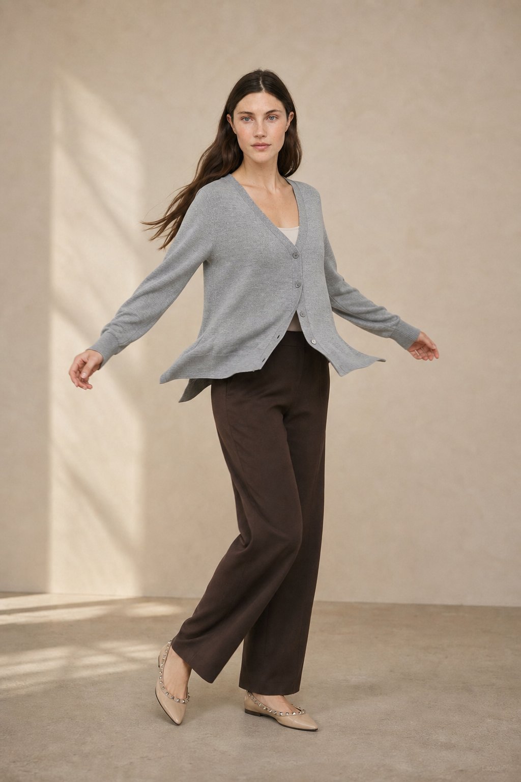 Céline V-Neck Cashmere & Silk Cardigan — Gray, banana_republic product shot
