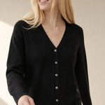 Céline V-Neck Cashmere & Silk Cardigan — Black, banana_republic product shot