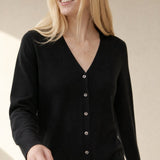 Céline V-Neck Cashmere & Silk Cardigan — Black, banana_republic product shot