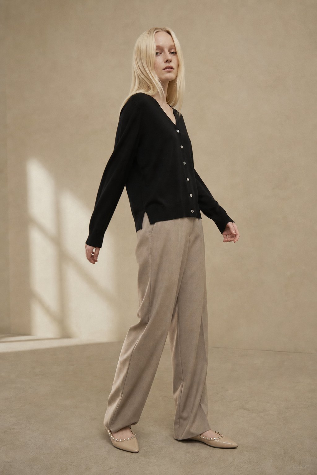 Céline V-Neck Cashmere & Silk Cardigan — Black, banana_republic product shot