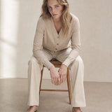 Céline V-Neck Cashmere & Silk Cardigan — Beige, banana_republic product shot