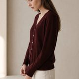Céline V-Neck Cashmere & Silk Cardigan — Wine, banana_republic product shot