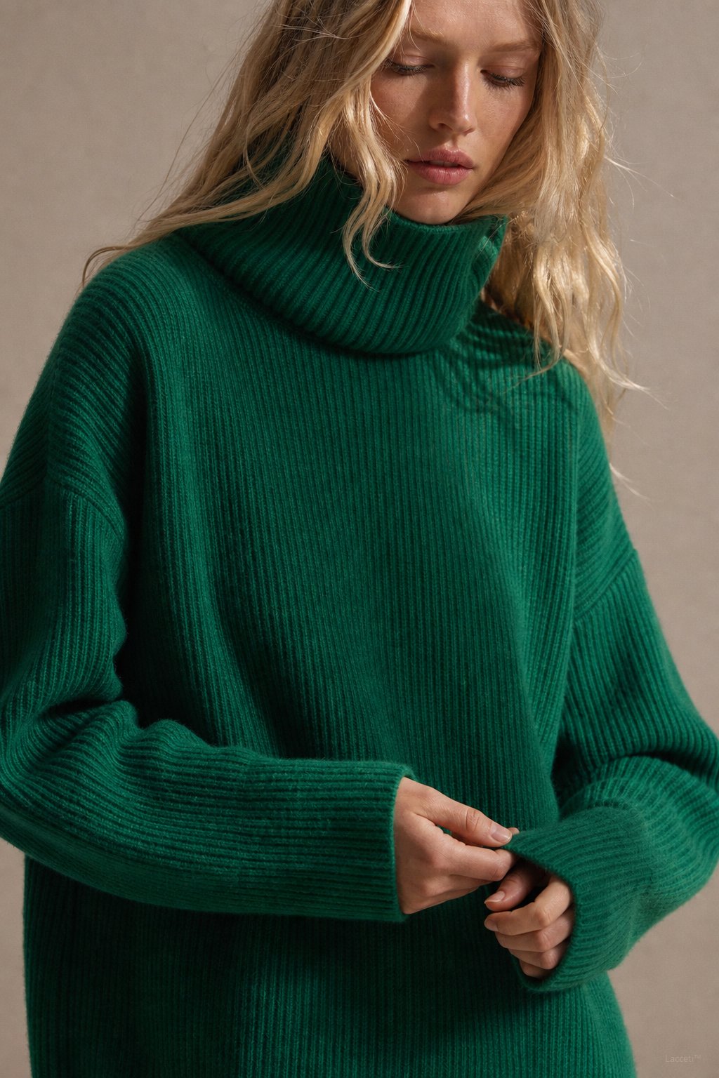 Clémence Oversized Cashmere Turtleneck — Green, banana_republic product shot