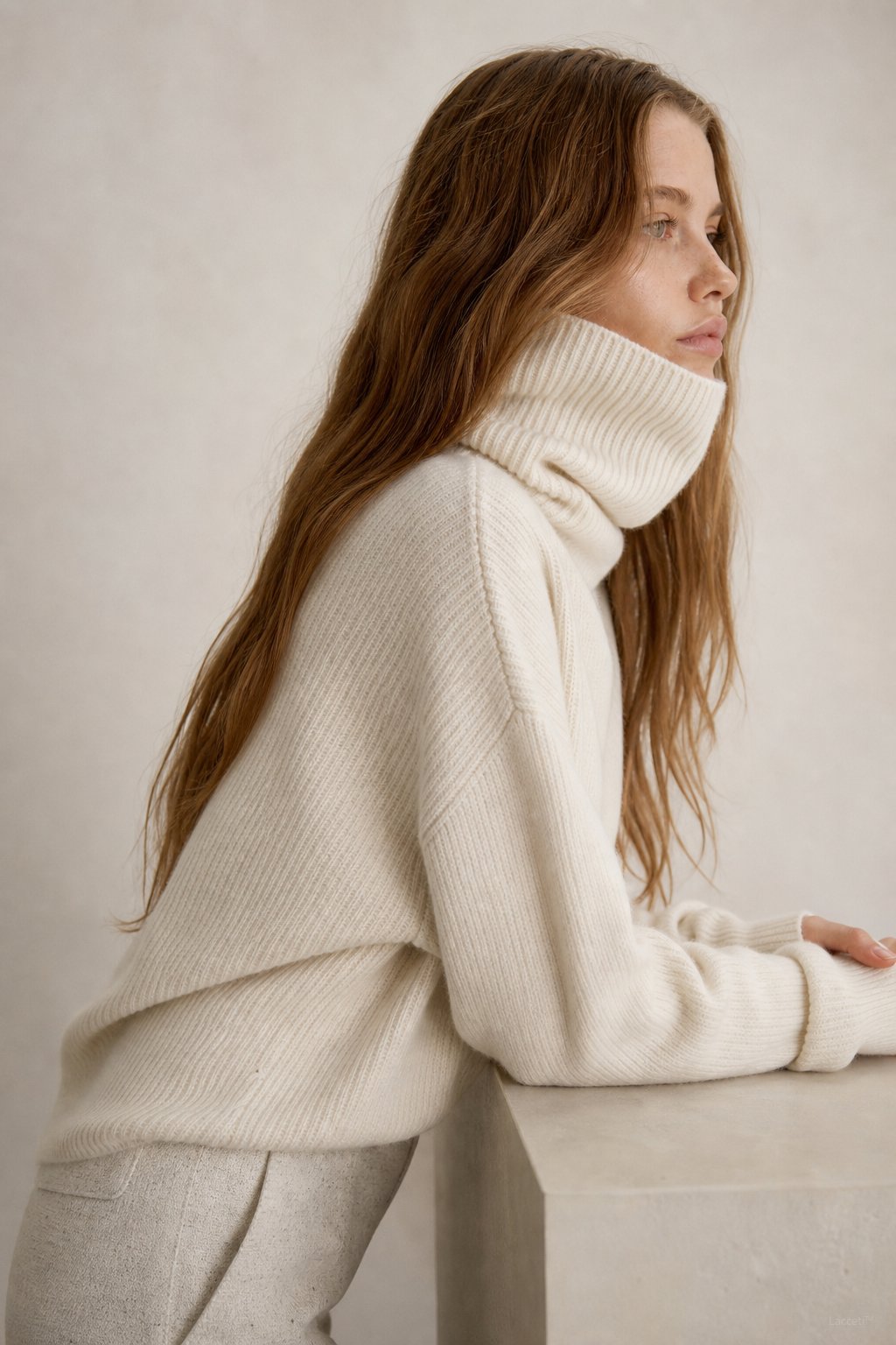 Clémence Oversized Cashmere Turtleneck — White, banana_republic product shot