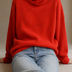 Clémence Oversized Cashmere Turtleneck — Red, banana_republic product shot