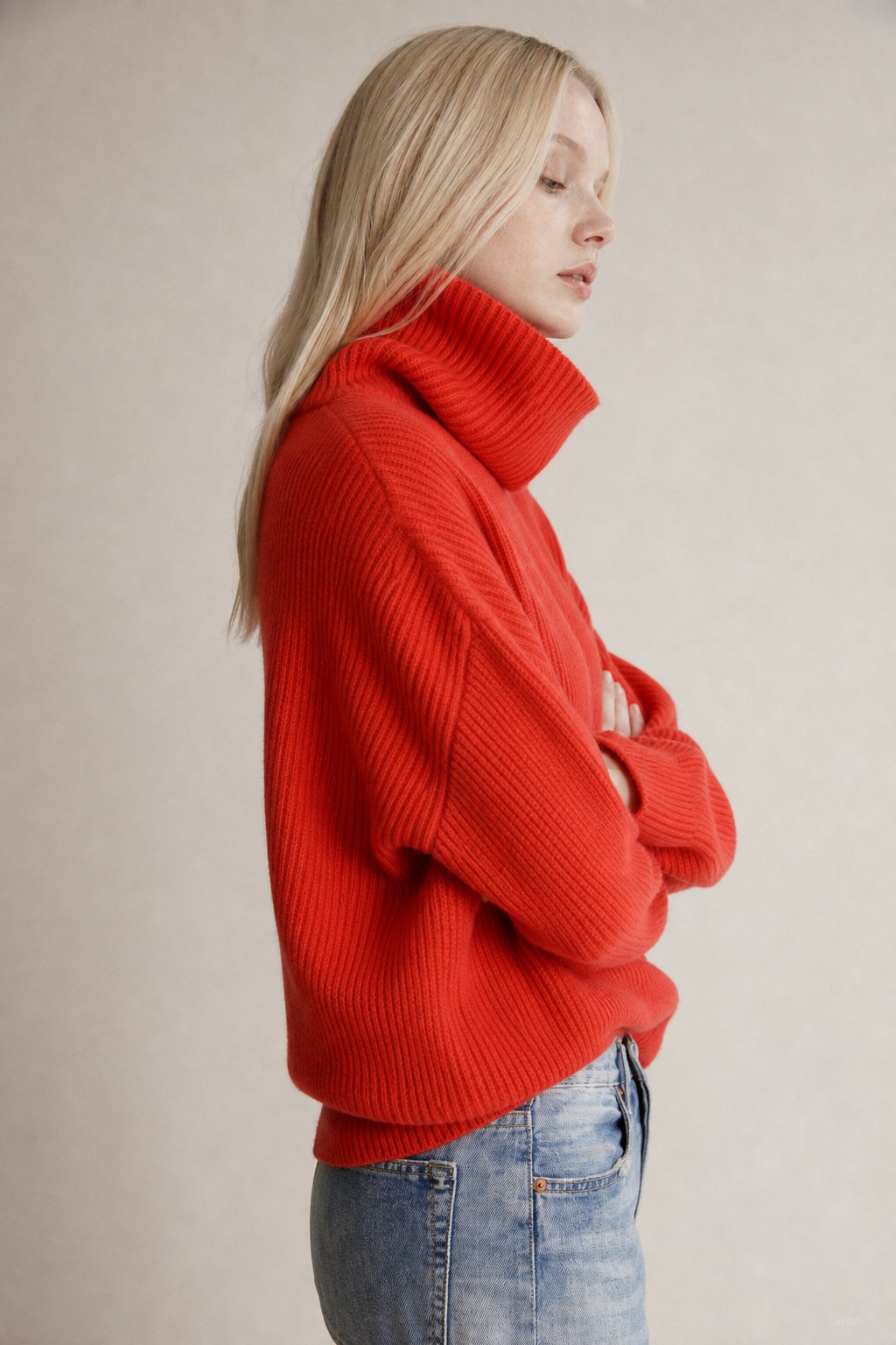 Clémence Oversized Cashmere Turtleneck — Red, banana_republic product shot