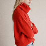 Clémence Oversized Cashmere Turtleneck — Red, banana_republic product shot